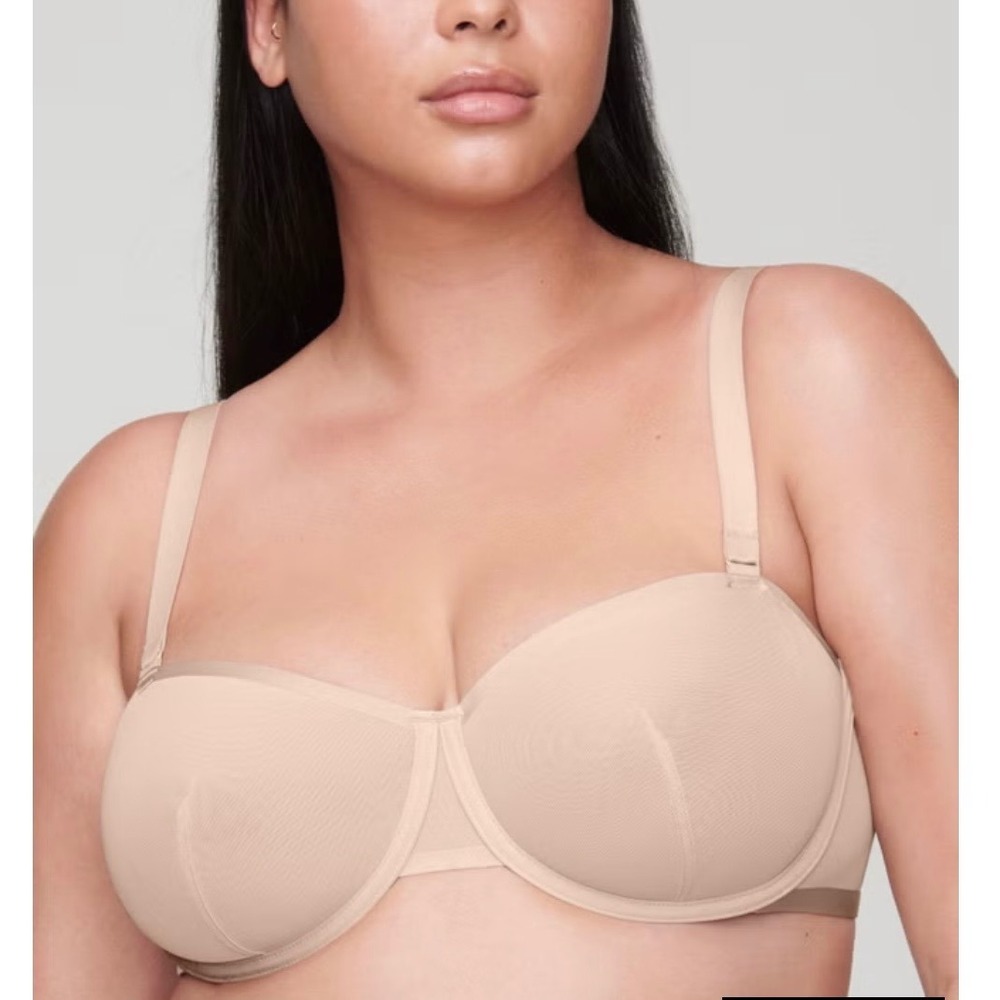 CUUP The Balconette Mesh Bra Nude Beige Core Underwire Adjustable Strap Size 36D